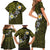 Hawaiian Turtle and Plumeria Family Matching Short Sleeve Bodycon Dress and Hawaiian Shirt Polynesian Tattoo and Tribal Elements Pattern Yellow Color