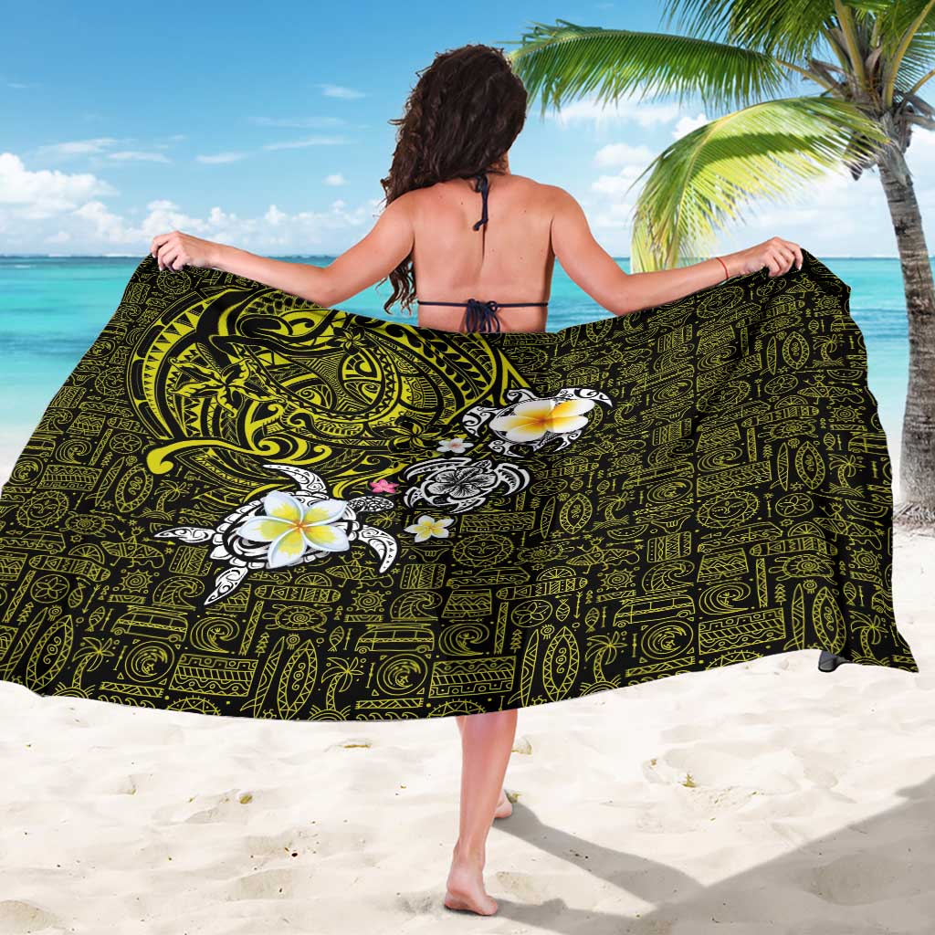 Hawaiian Turtle and Plumeria Sarong Polynesian Tattoo and Tribal Elements Pattern Yellow Color LT03 - Polynesian Pride