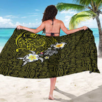 Hawaiian Turtle and Plumeria Sarong Polynesian Tattoo and Tribal Elements Pattern Yellow Color LT03 - Polynesian Pride