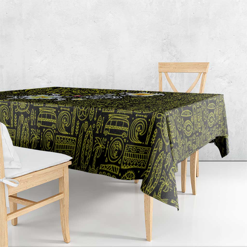 Hawaiian Turtle and Plumeria Tablecloth Polynesian Tattoo and Tribal Elements Pattern Yellow Color LT03 - Polynesian Pride