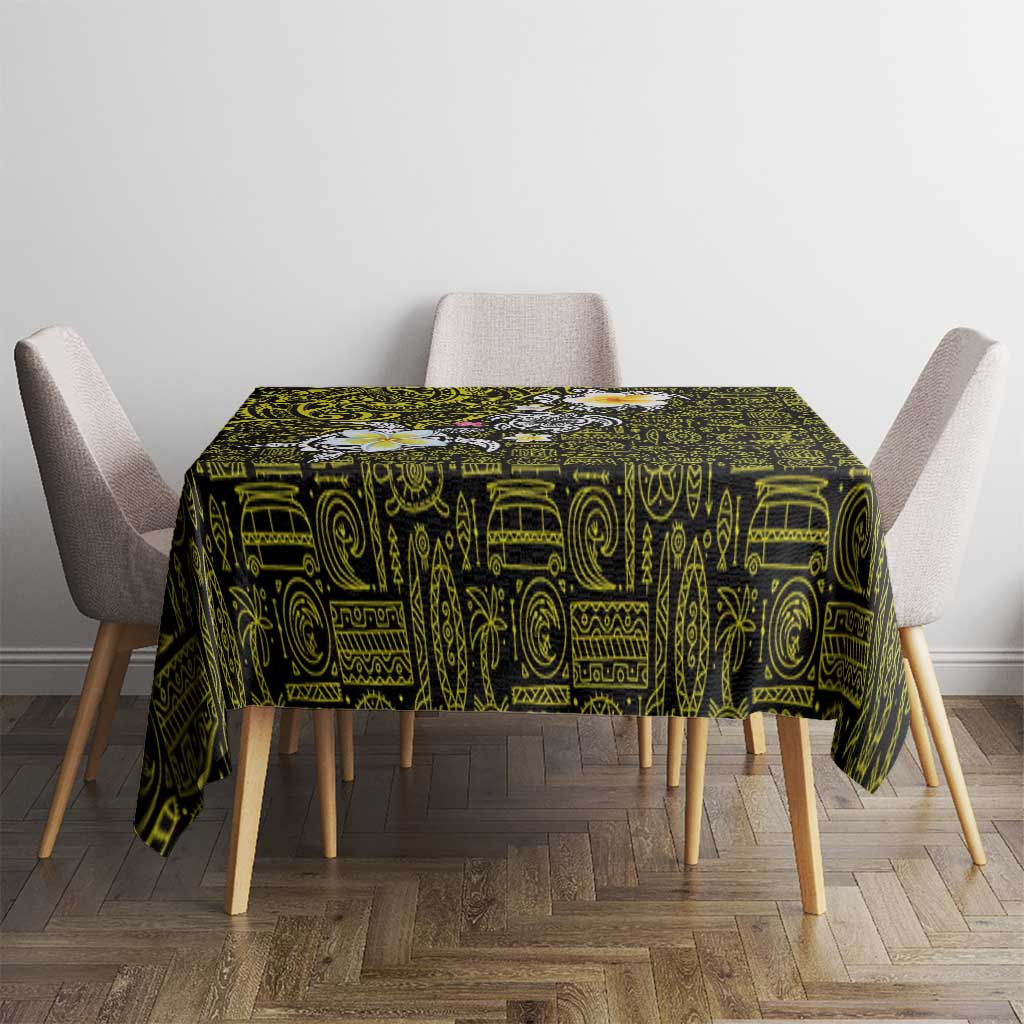 Hawaiian Turtle and Plumeria Tablecloth Polynesian Tattoo and Tribal Elements Pattern Yellow Color LT03 - Polynesian Pride