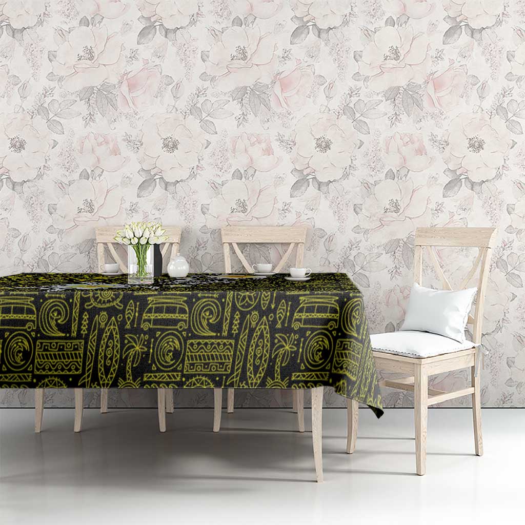 Hawaiian Turtle and Plumeria Tablecloth Polynesian Tattoo and Tribal Elements Pattern Yellow Color LT03 - Polynesian Pride