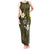 Hawaiian Turtle and Plumeria Tank Maxi Dress Polynesian Tattoo and Tribal Elements Pattern Yellow Color