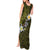 Hawaiian Turtle and Plumeria Tank Maxi Dress Polynesian Tattoo and Tribal Elements Pattern Yellow Color