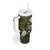 Hawaiian Turtle and Plumeria Tumbler With Handle Polynesian Tattoo and Tribal Elements Pattern Yellow Color