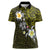 Hawaiian Turtle and Plumeria Women Polo Shirt Polynesian Tattoo and Tribal Elements Pattern Yellow Color