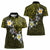 Hawaiian Turtle and Plumeria Women Polo Shirt Polynesian Tattoo and Tribal Elements Pattern Yellow Color