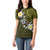 Hawaiian Turtle and Plumeria Women Polo Shirt Polynesian Tattoo and Tribal Elements Pattern Yellow Color