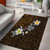 Hawaiian Turtle and Plumeria Area Rug Polynesian Tattoo and Tribal Elements Pattern Orange Color LT03 - Polynesian Pride