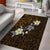 Hawaiian Turtle and Plumeria Area Rug Polynesian Tattoo and Tribal Elements Pattern Orange Color