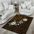 Hawaiian Turtle and Plumeria Area Rug Polynesian Tattoo and Tribal Elements Pattern Orange Color