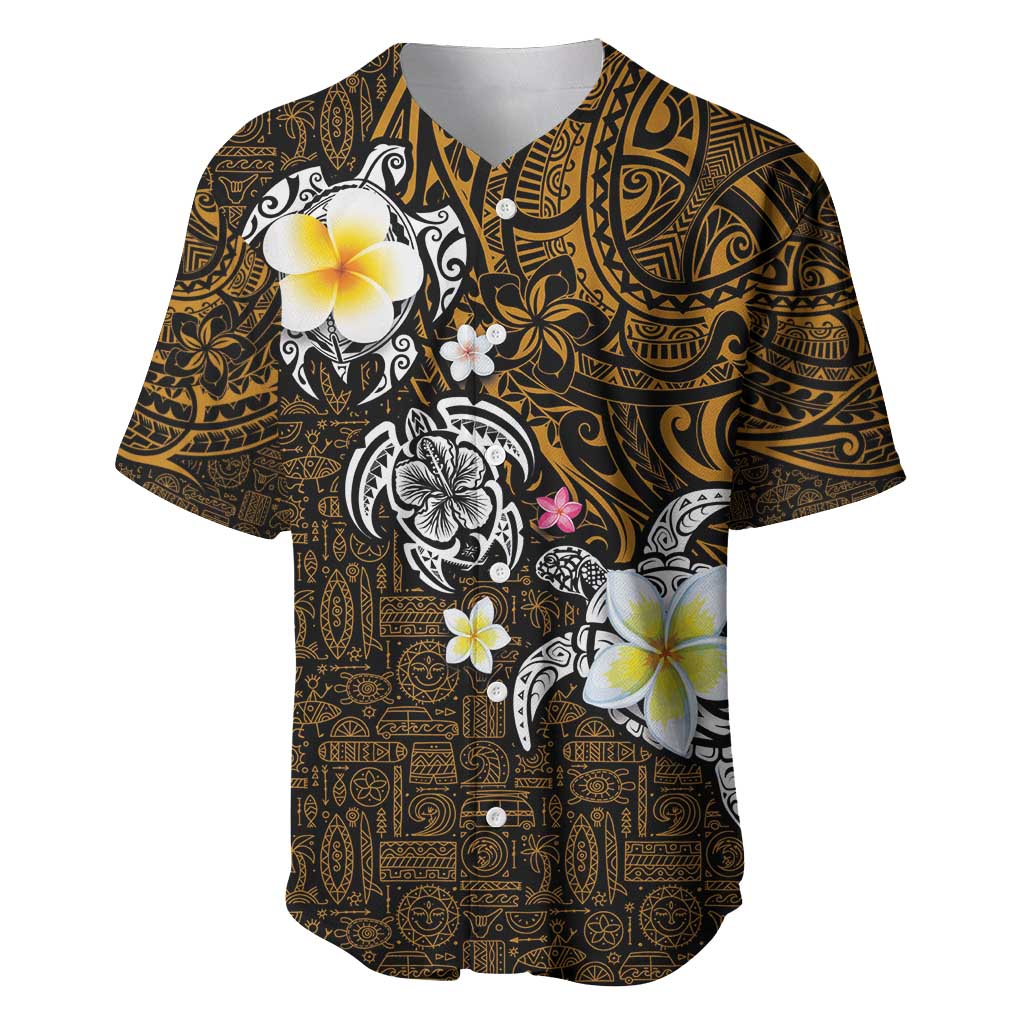 Hawaiian Turtle and Plumeria Baseball Jersey Polynesian Tattoo and Tribal Elements Pattern Orange Color LT03 Orange - Polynesian Pride