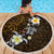 Hawaiian Turtle and Plumeria Beach Blanket Polynesian Tattoo and Tribal Elements Pattern Orange Color