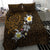 Hawaiian Turtle and Plumeria Bedding Set Polynesian Tattoo and Tribal Elements Pattern Orange Color