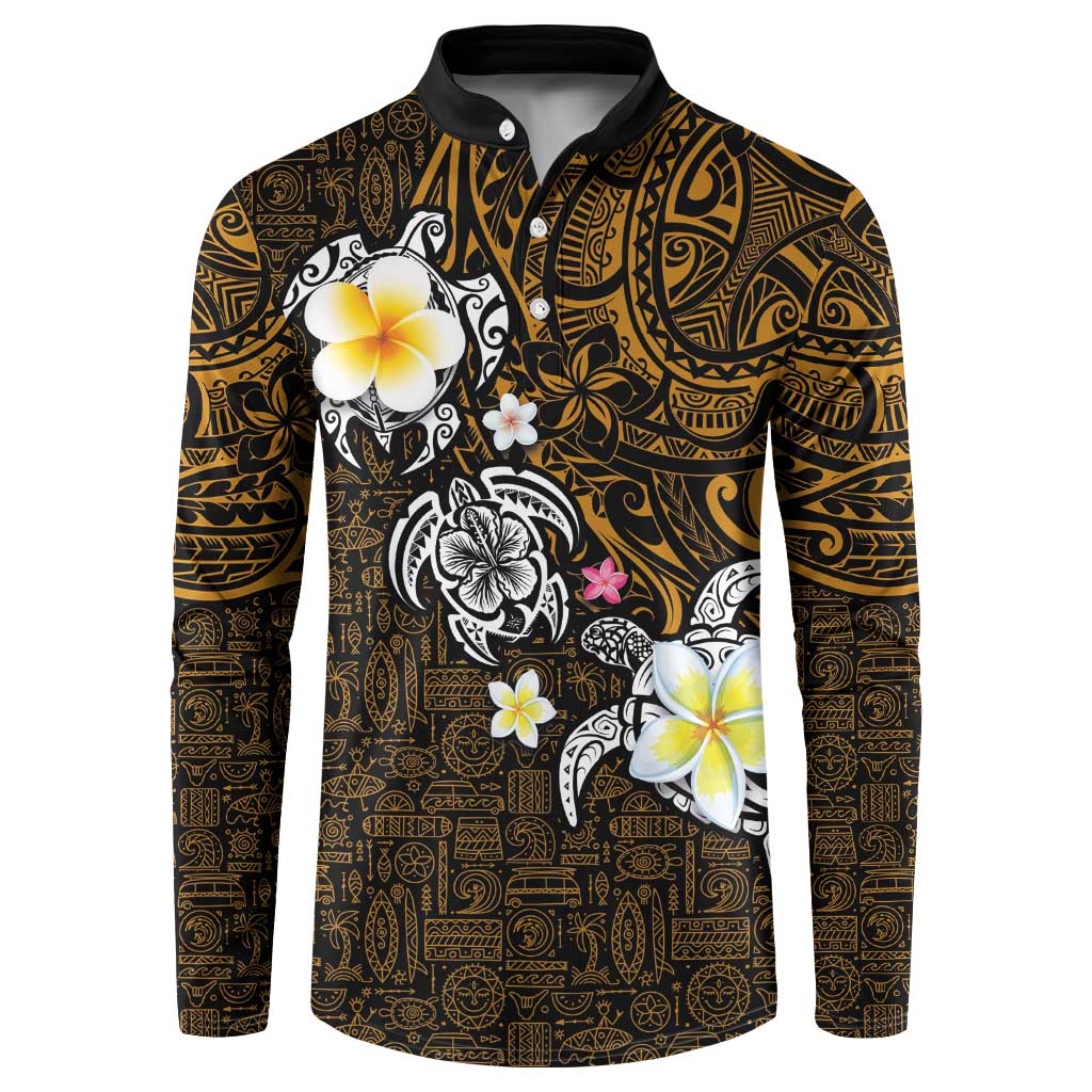 Hawaiian Turtle and Plumeria Button Sweatshirt Polynesian Tattoo and Tribal Elements Pattern Orange Color LT03 Orange - Polynesian Pride
