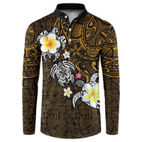 Hawaiian Turtle and Plumeria Button Sweatshirt Polynesian Tattoo and Tribal Elements Pattern Orange Color LT03 Orange - Polynesian Pride