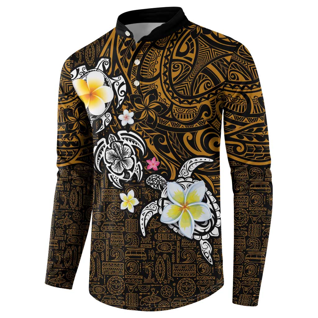 Hawaiian Turtle and Plumeria Button Sweatshirt Polynesian Tattoo and Tribal Elements Pattern Orange Color LT03 - Polynesian Pride