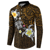 Hawaiian Turtle and Plumeria Button Sweatshirt Polynesian Tattoo and Tribal Elements Pattern Orange Color LT03 - Polynesian Pride