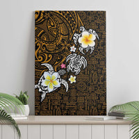 Hawaiian Turtle and Plumeria Canvas Wall Art Polynesian Tattoo and Tribal Elements Pattern Orange Color LT03 - Polynesian Pride