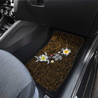 Hawaiian Turtle and Plumeria Car Mats Polynesian Tattoo and Tribal Elements Pattern Orange Color LT03 - Polynesian Pride