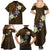 Hawaiian Turtle and Plumeria Family Matching Summer Maxi Dress and Hawaiian Shirt Polynesian Tattoo and Tribal Elements Pattern Orange Color