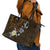 Hawaiian Turtle and Plumeria Leather Tote Bag Polynesian Tattoo and Tribal Elements Pattern Orange Color