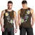 Hawaiian Turtle and Plumeria Men Tank Top Polynesian Tattoo and Tribal Elements Pattern Orange Color