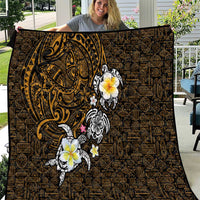 Hawaiian Turtle and Plumeria Quilt Polynesian Tattoo and Tribal Elements Pattern Orange Color LT03 Orange - Polynesian Pride