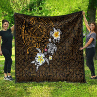 Hawaiian Turtle and Plumeria Quilt Polynesian Tattoo and Tribal Elements Pattern Orange Color LT03 - Polynesian Pride