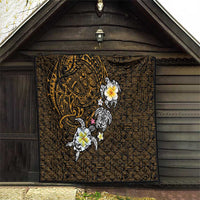 Hawaiian Turtle and Plumeria Quilt Polynesian Tattoo and Tribal Elements Pattern Orange Color LT03 - Polynesian Pride