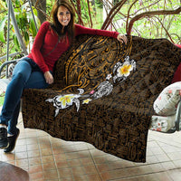 Hawaiian Turtle and Plumeria Quilt Polynesian Tattoo and Tribal Elements Pattern Orange Color LT03 - Polynesian Pride