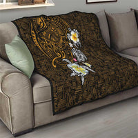 Hawaiian Turtle and Plumeria Quilt Polynesian Tattoo and Tribal Elements Pattern Orange Color LT03 - Polynesian Pride