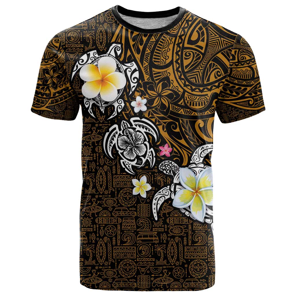 Hawaiian Turtle and Plumeria T Shirt Polynesian Tattoo and Tribal Elements Pattern Orange Color LT03 Orange - Polynesian Pride