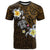 Hawaiian Turtle and Plumeria T Shirt Polynesian Tattoo and Tribal Elements Pattern Orange Color