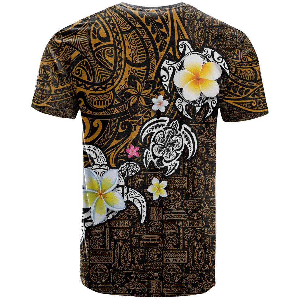 Hawaiian Turtle and Plumeria T Shirt Polynesian Tattoo and Tribal Elements Pattern Orange Color LT03 - Polynesian Pride