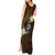 Hawaiian Turtle and Plumeria Tank Maxi Dress Polynesian Tattoo and Tribal Elements Pattern Orange Color