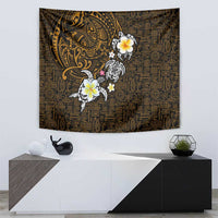 Hawaiian Turtle and Plumeria Tapestry Polynesian Tattoo and Tribal Elements Pattern Orange Color LT03 - Polynesian Pride