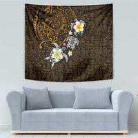 Hawaiian Turtle and Plumeria Tapestry Polynesian Tattoo and Tribal Elements Pattern Orange Color LT03 - Polynesian Pride