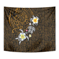 Hawaiian Turtle and Plumeria Tapestry Polynesian Tattoo and Tribal Elements Pattern Orange Color LT03 - Polynesian Pride