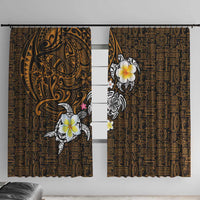 Hawaiian Turtle and Plumeria Window Curtain Polynesian Tattoo and Tribal Elements Pattern Orange Color LT03 With Hooks Orange - Polynesian Pride
