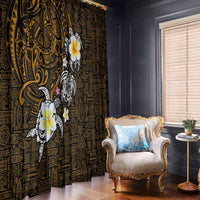 Hawaiian Turtle and Plumeria Window Curtain Polynesian Tattoo and Tribal Elements Pattern Orange Color LT03 - Polynesian Pride