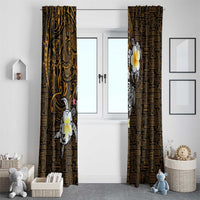 Hawaiian Turtle and Plumeria Window Curtain Polynesian Tattoo and Tribal Elements Pattern Orange Color LT03 - Polynesian Pride