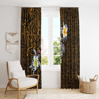Hawaiian Turtle and Plumeria Window Curtain Polynesian Tattoo and Tribal Elements Pattern Orange Color LT03 - Polynesian Pride