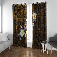 Hawaiian Turtle and Plumeria Window Curtain Polynesian Tattoo and Tribal Elements Pattern Orange Color LT03 With Grommets Orange - Polynesian Pride
