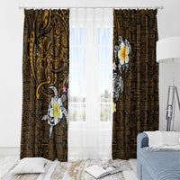 Hawaiian Turtle and Plumeria Window Curtain Polynesian Tattoo and Tribal Elements Pattern Orange Color LT03 - Polynesian Pride