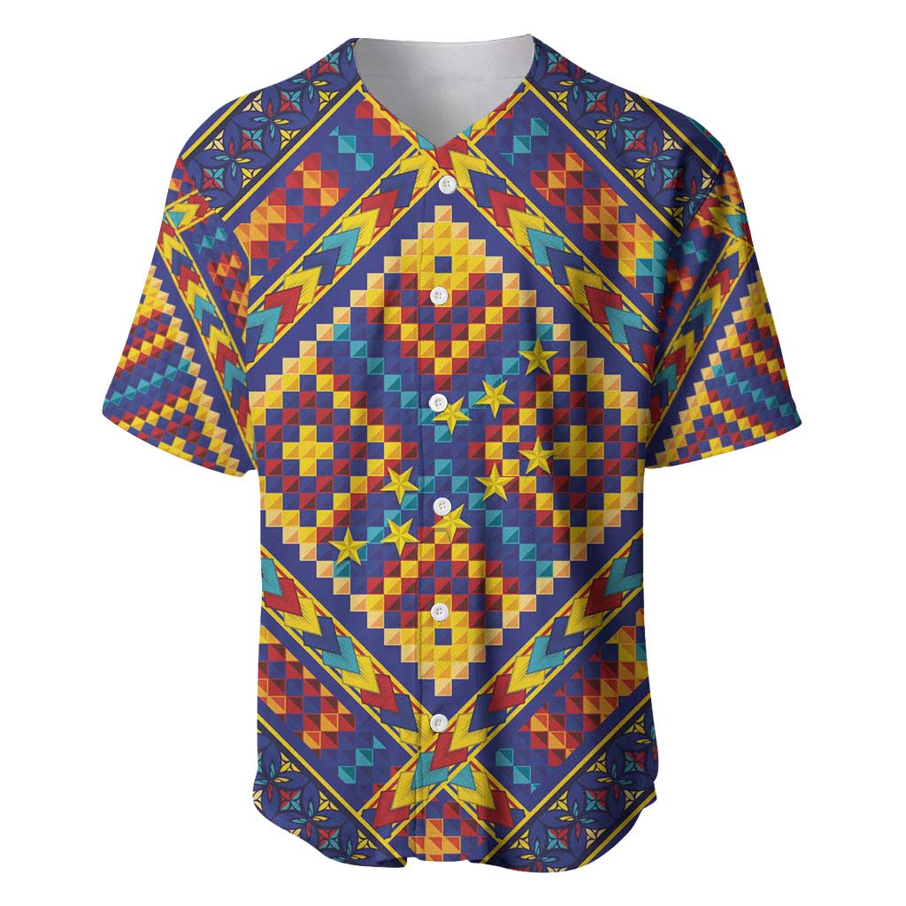 Kolose-Tuvalu Crochet Baseball Jersey with Polynesian and Pacific Tattoos LT03 Navy - Polynesian Pride