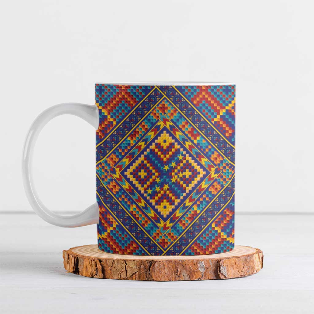 Kolose-Tuvalu Crochet Ceramic Mug with Polynesian and Pacific Tattoos LT03 Navy - Polynesian Pride