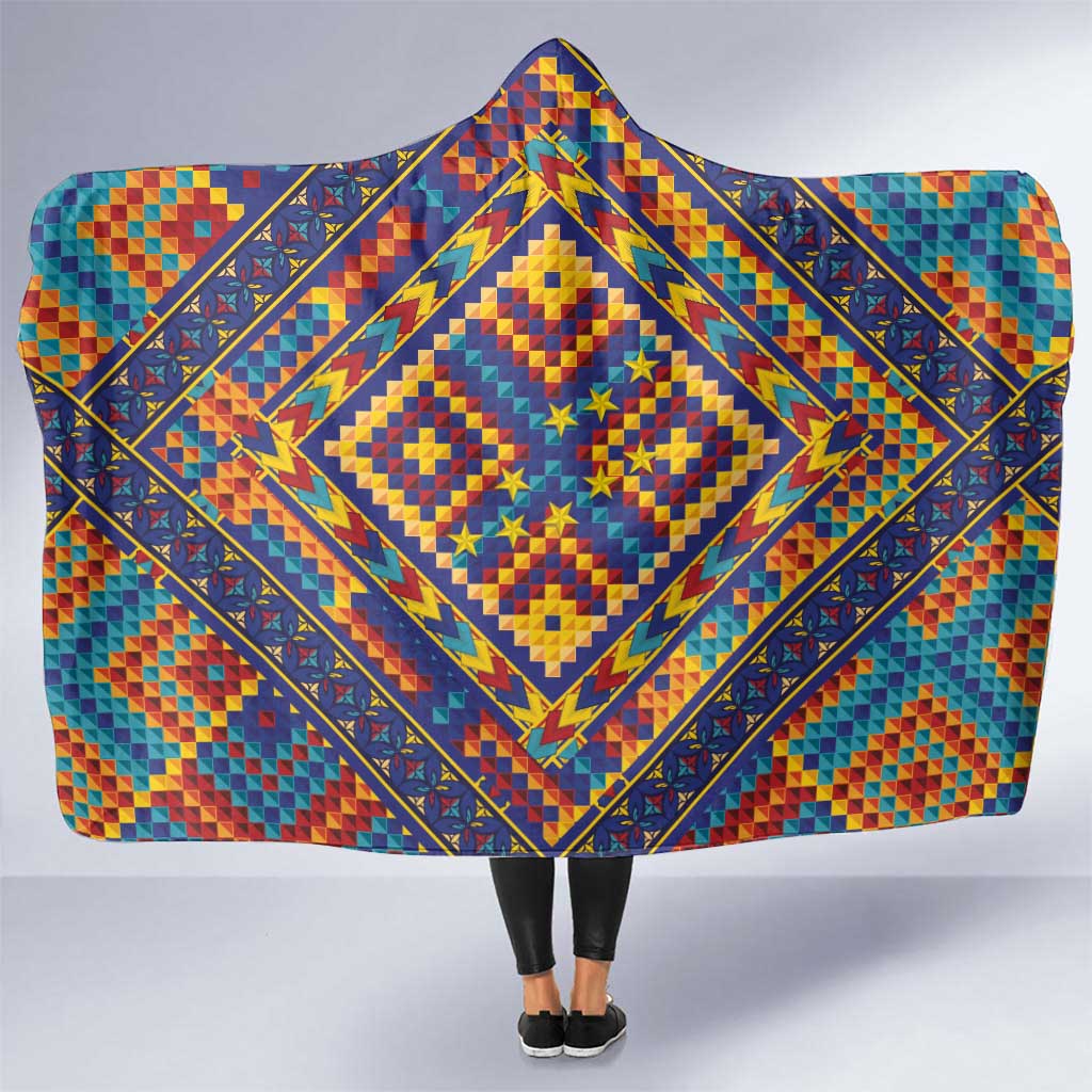 Kolose-Tuvalu Crochet Hooded Blanket with Polynesian and Pacific Tattoos LT03 One Size Navy - Polynesian Pride