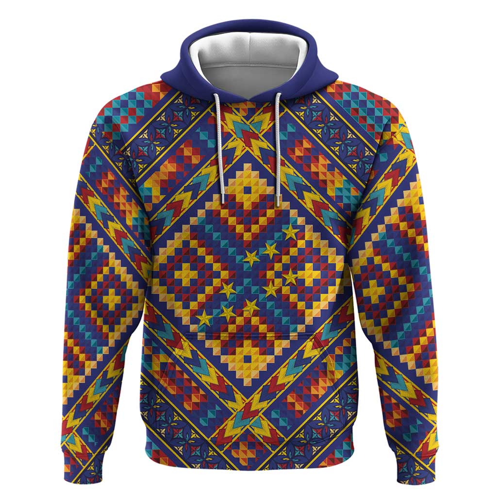 Kolose-Tuvalu Crochet Hoodie with Polynesian and Pacific Tattoos LT03 Pullover Hoodie Navy - Polynesian Pride