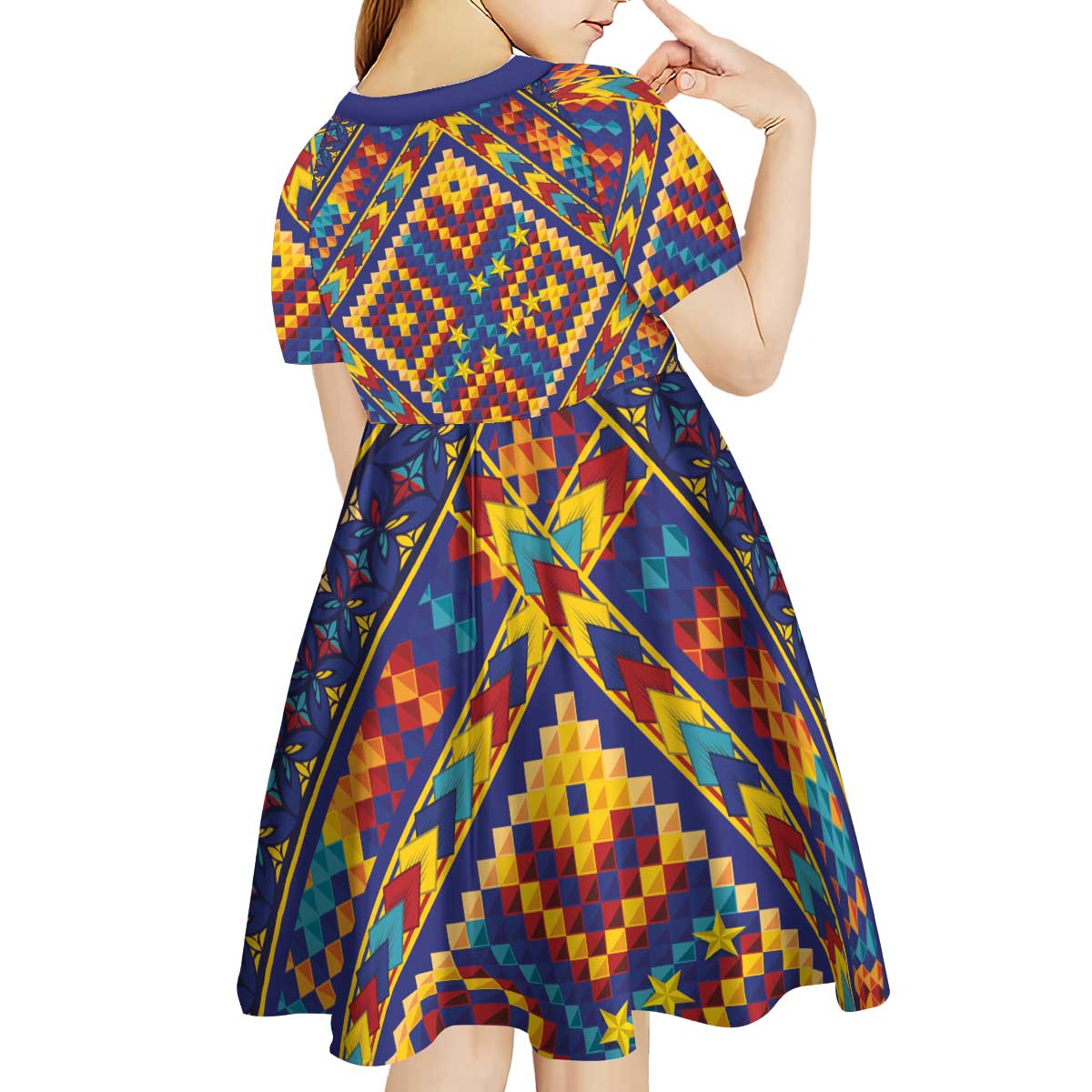 Kolose-Tuvalu Crochet Kid Short Sleeve Dress with Polynesian and Pacific Tattoos LT03 - Polynesian Pride